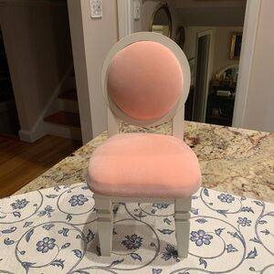 Pottery Barn White and Pink Doll Chair